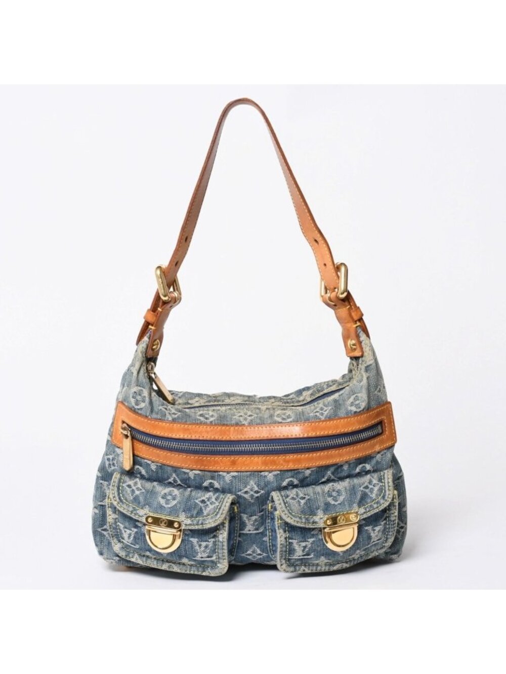 Louis Vuitton Monogram Denim Baggy PM Shoulder Bag Indigo Blue
